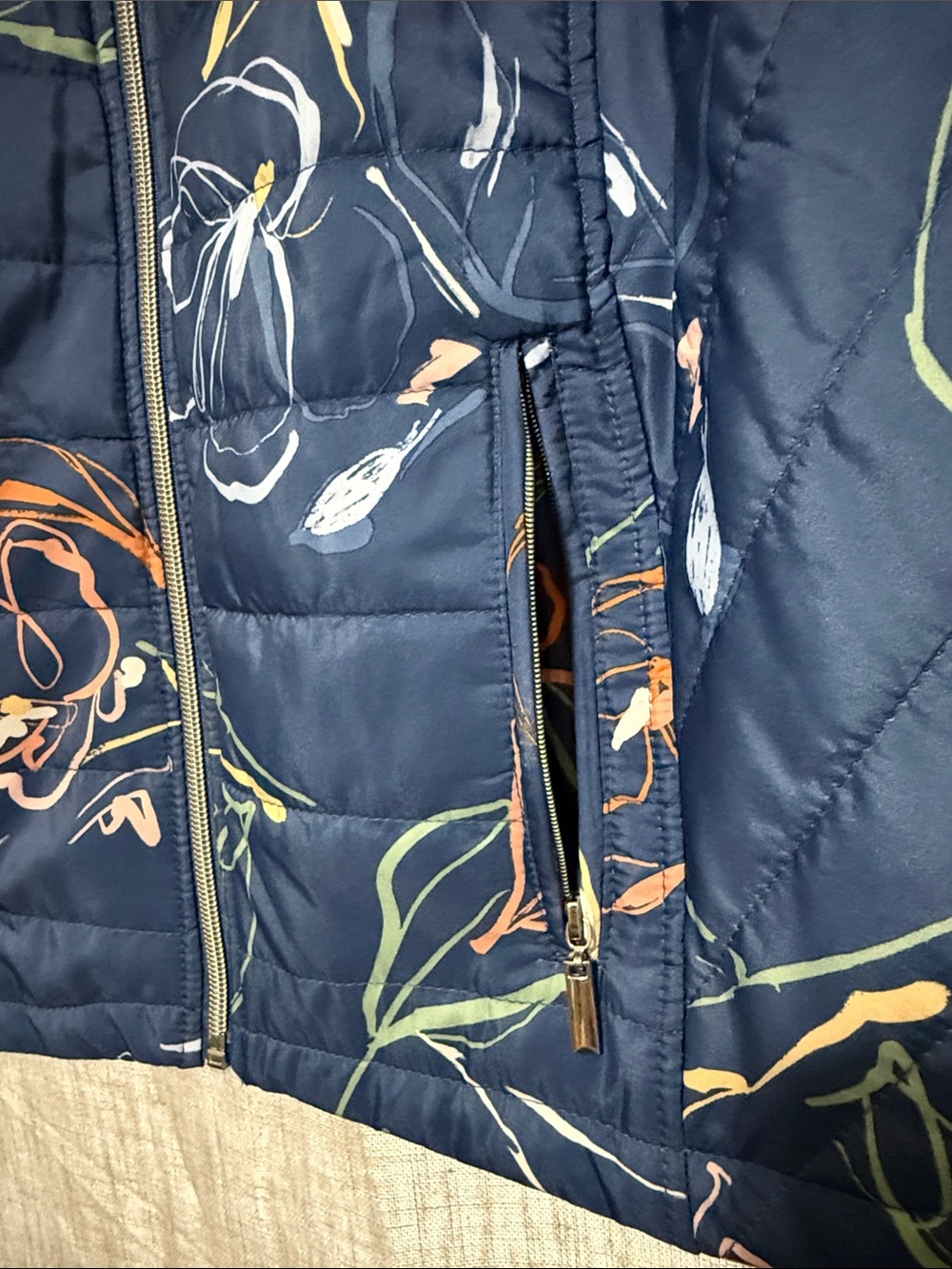 Christopher & Banks Women's Blue Floral Quilted Puffer Vest - Picture 6 of 10